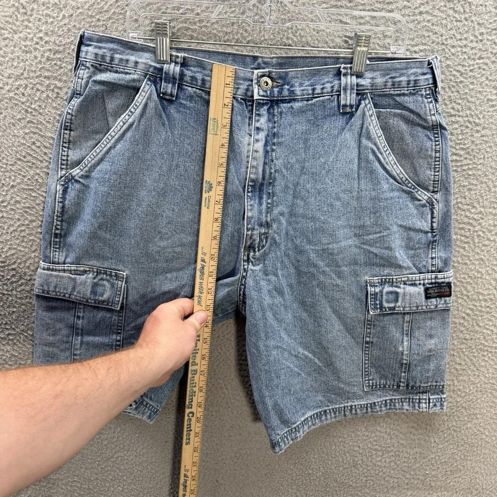 Vintage Wrangler‎ Shorts Mens 36 Blue Denim Cargo Jorts Workwear Grunge Y2K